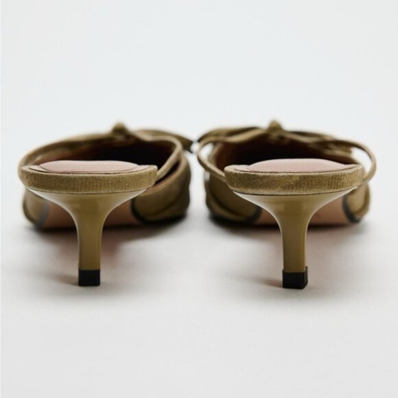 ZARA SLINGBACK BOW KITTEN HEELS - Picture 4 of 4